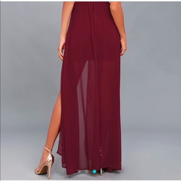 LULU’S MY BELOVED BURGUNDY LACE MAXI DRESS - Picture 4 of 4